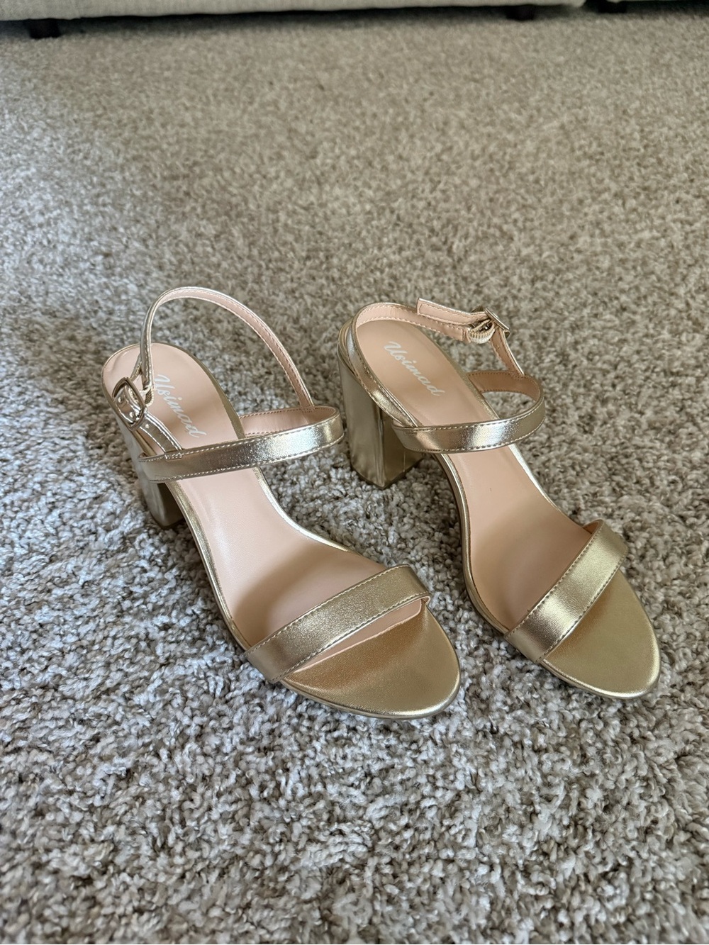 Gold Block Heel Sandals - Metallic Gold Women's Heels
